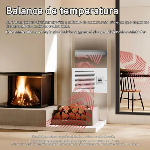 Vista 2 de Ventilador de transferencia de aire de habitación a habitación, ventilador de escape de pared con sistema de intercambio de aire programado