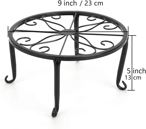 Vista 2 de Tosnail Paquete de 4 soportes de metal para plantas, estante de soporte para macetas, soportes para macetas, soporte para macetas de hierro
