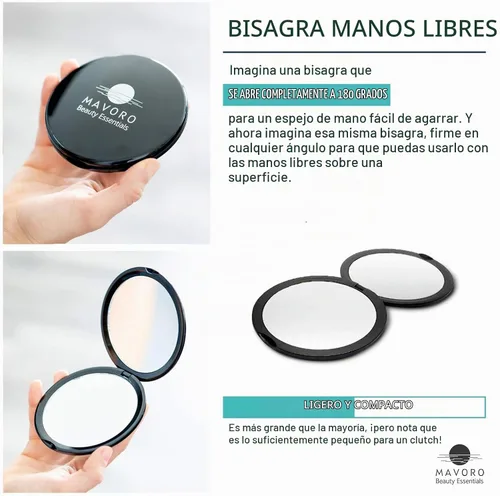 Vista 3 de Espejo compacto de aumento para monederos, aumento 1x/10x, espejo de maquillaje de viaje de doble cara, espejo de bolsillo pequeño de 4 pulgadas