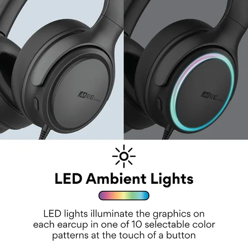 Vista 3 de MEE audio Halo Over-Ear - Auriculares USB-C con micrófono y ambiente LED Negro