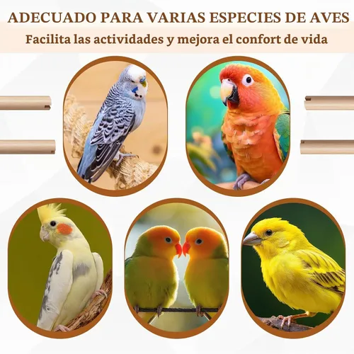 Vista 6 de Sintuff 8 perchas para pájaros para accesorios de jaulas, varillas de madera de repuesto con ranuras de doble cabeza, soporte de madera natural