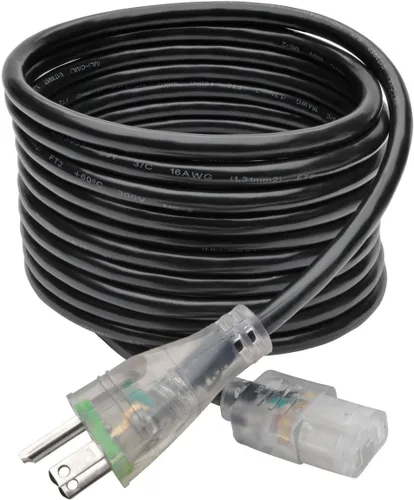 Vista 2 de Tripp Lite Cable de alimentación médico hospitalario, 13A, 16AWG, 5-15P a C13, transparente, 15 pies (P006-015-HG13CL), negro