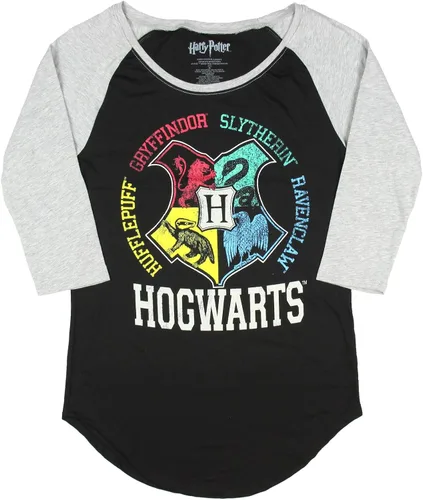 Vista 2 de Harry Potter Hogwarts Raglan Juniors Girls Athletic Tee Shirt
