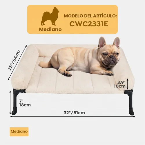 Vista 2 de Veehoo - Camas elevadas para perros de tamaño mediano con cojín de felpa esponjosa Orthopedic Raised Dog Beds for Indoor Outdoor, Soft Pet Sofa