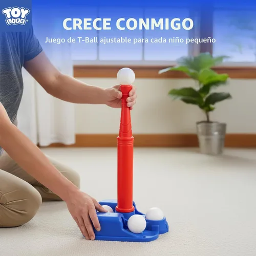 Vista 5 de Set de T-Ball de TOY Life para niños pequeños de 1-3 y 3-5 años, juego de bateo con bate ajustables, bat de béisbol - Set de béisbol para niños