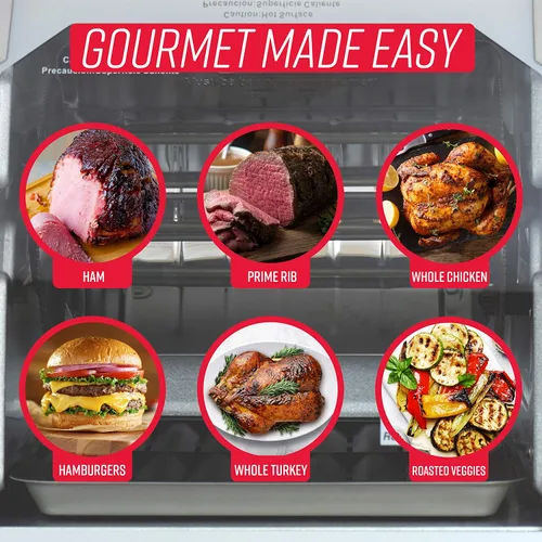 Vista 6 de Ronco Horno asador digital de encimera 5000 Platino, capacidad de 12 libras El pollo asado se cocina perfectamente, 3 funciones: asador, sear