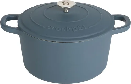 Vista 9 de Crock-Pot Horno Holandés Artesanal Redondo de Hierro Fundido Esmaltado, 3 Cuartos, Aqua