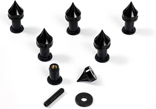 Vista 2 de 6 unids negro motocicletas universales parabrisas espigas pernos tornillos parabrisas M5 tornillo carenado placa placa kit de montaje pozo tuercas