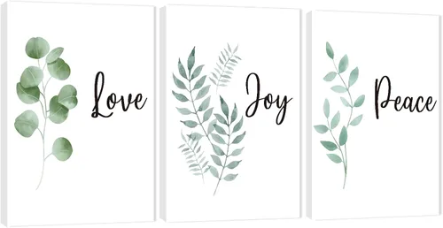 Vista 78 de Arte de pared inspirador de 3 piezas, imagen de refranes de plantas blancas, citas de trabajo y estadía, impresiones en lienzo para decoración