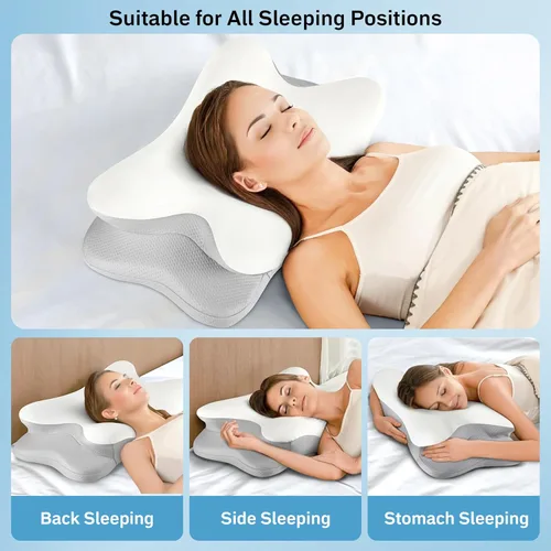 Vista 3 de EcoNour Almohada cervical para dormir Almohadas ergonómicas de espuma viscoelástica para dolor de cuello y hombros Almohada de contorno
