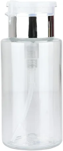 Vista 9 de Dispensador de bomba de empuje transparente de 7 onzas, botella recargable vacía con tapa abatible, para esmalte de uñas, viajes, embalaje