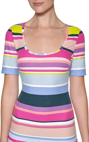 Vista 2 de GUESS Vestido maxi de encaje de ganchillo negro y beige para mujer