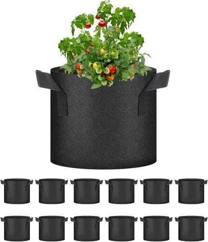 Vista 8 de HealSmart Paquete de 6 bolsas de cultivo no tejidas de 1 galón, macetas de tela de aireación con asas, adecuadas para frutas de jardín, verduras