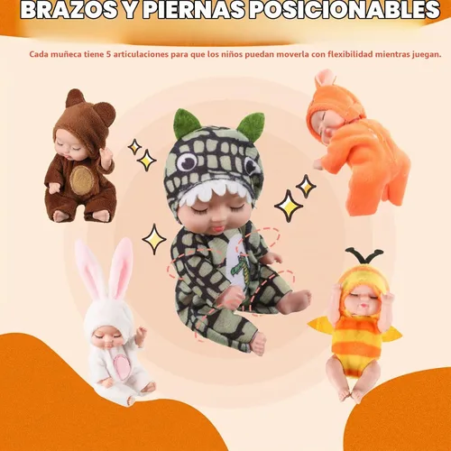 Vista 5 de Hanaive 12 Piezas Mini Muñeca Bebé Reborn Lindos Regalos de Muñecas de Navidad 4 Pulgadas Muñecas Realistas con Ropa Conjunto de Mini Muñecas