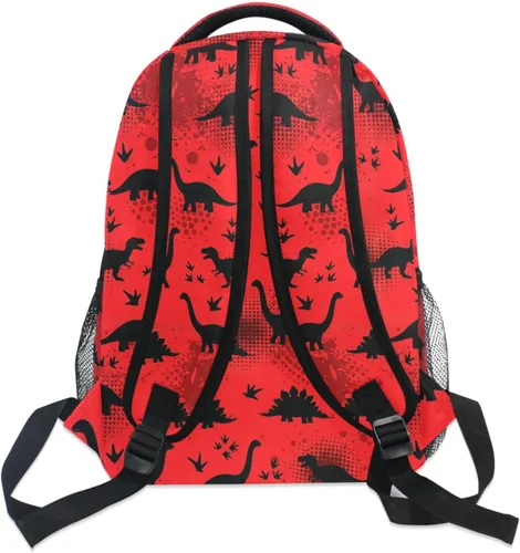 Vista 6 de Mochilas para niños y estudiantes, Dinosaurios rojos, Computadora portátil