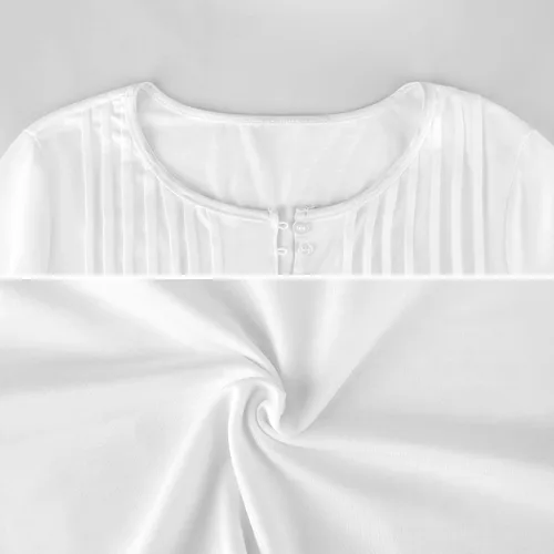 Vista 6 de Physics Science - Camisa de manga 3/4 con volantes para mujer, casual, cuello en V y botones, blusa holgada