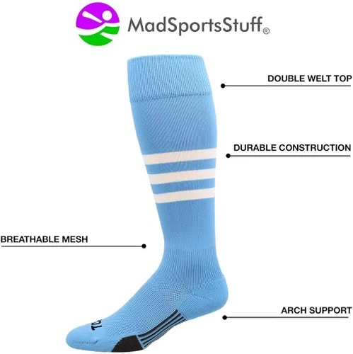 Vista 2 de MadSportsStuff Dugout 3 Stripe Baseball Socks Over the Calf Length Pattern B