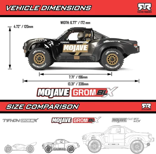Vista 11 de ARRMA Mojave GROM 4X4 223S BLX Camión Desierto Sin Escobillas RTR, Negro