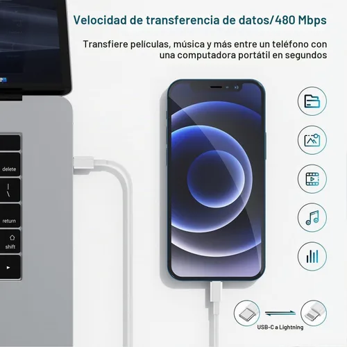 Vista 3 de Cargador de teléfono de carga rápida de 6 pies, bloque de cargador USB C rápido de 20 W con cable USB C a Lightning de 6 pies de longitud