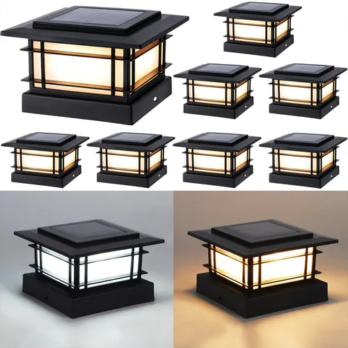 Vista 10 de Dynaming Luces solares de 4 x 4 para exteriores con 2 modos de color, luces solares para poste de valla, carcasa negra para postes de vinilo/madera