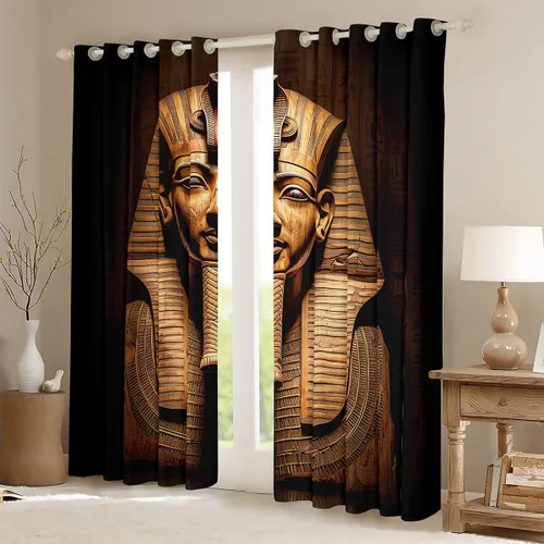 Vista 3 de Erosebridal Cortinas de ventana del faraón egipcio, tribu del antiguo Egipto exótico, pirámides egipcias, cortinas decorativas para dormitorio, sala