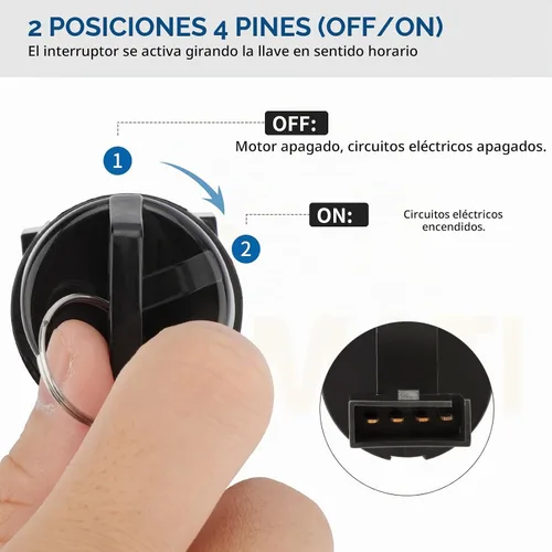 Vista 3 de M MATI Interruptor de llave de encendido 2 posiciones 4 pines para Polaris 2000-2001 Sportsman Scrambler Magnum Trail Blazer Trail Boss Xpedition