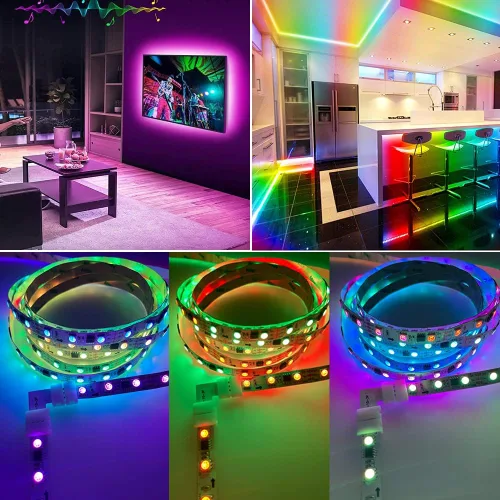 Vista 6 de Kit de conector de tira LED de 3 pines, incluye conector de esquina LED, sin cables y conector en forma de T, puente para tira LED WS2811 WS2812