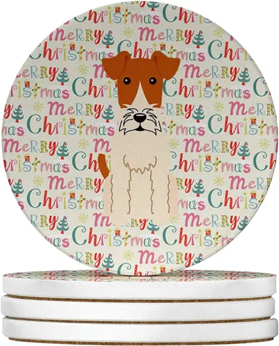 Vista 67 de Abyssinian Sand Terrier Merry Christmas - Posavasos grandes de piedra arenisca (4 unidades)
