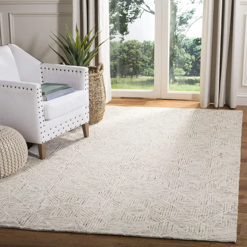 Vista 23 de SAFAVIEH Abstract Collection - Alfombra decorativa, 2 x 3 pies, azul y marfil, lana hecha a mano, ideal para zonas de alto tráfico en entrada, sala