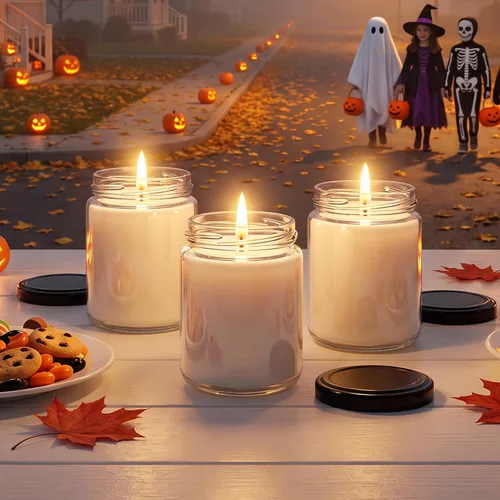 Vista 2 de Folinstall Tarros de vidrio pequeños de 8 onzas con tapas herméticas, 20 tarros de vela para hacer velas, fiesta de boda, tarros vacíos