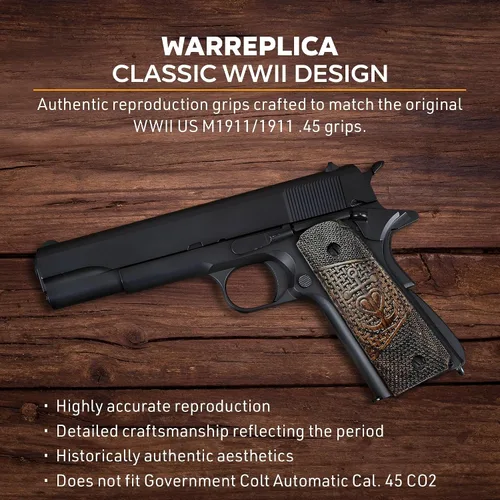 Vista 77 de WWII US M1911 / 1911 .45 Puños de madera - Reproducción