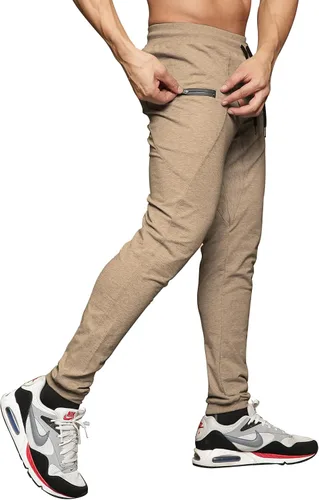Vista 2 de MAIKANONG Pantalones deportivos ajustados para hombre, pantalones de entrenamiento para gimnasio, correr, atletismo, casual