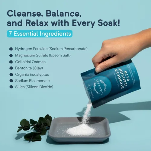 Vista 2 de Soakness Sales de baño de sal de Epsom con peróxido de hidrógeno, fabricado en Estados Unidos, sales de baño patentadas, recuperación muscular
