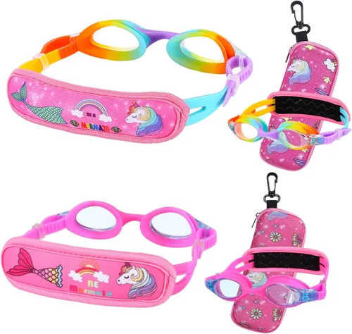 Vista 15 de Gafas de natación para niños de 2 a 6 años, gafas para niños sin jalar el cabello, gafas para niños con banda para la cabeza acolchada