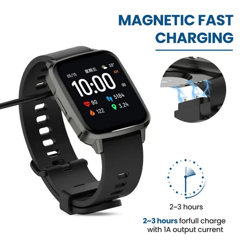 Vista 3 de Cargador magnético universal para reloj, distancia entre pines de 0.300 in, compatible con reloj inteligente (negro)