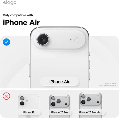 Vista 2 de elago Protector de lente de cámara de vidrio templado compatible con iPhone Air, resistente a los arañazos, antihuellas, fácil instalación