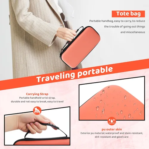 Vista 6 de HYPERCASE Carrying Case for Nintendo Switch Lite, Pink Protective Hard Portable Travel Pouch Case for Switch Accessories with 8 Game Cartridges, TPU