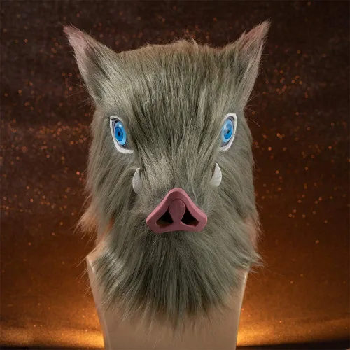 Vista 2 de Inosuke Hashibira Mask Demon Boar Mask Full Head Grey