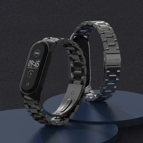 Vista 9 de Mi Band 6 Mi Band 5 Correa para Xiaomi Mi Band 4 3, Correa de reloj de acero inoxidable Pulsera de repuesto de metal para Mi Smart Band 6