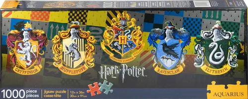 Vista 2 de AQUARIUS Rompecabezas de Harry Potter con crestas de la casa (rompecabezas de 1000 piezas) – Mercancía y coleccionables de Harry Potter con licencia