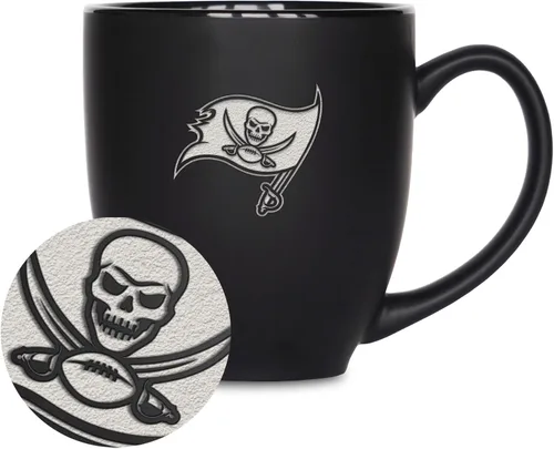 Vista 20 de Rico Industries Taza Bistro Mate Negra de Fútbol Americano NFL de 15 onzas - Para Bebidas Calientes o Frías - Logotipo del Equipo Grabado para una