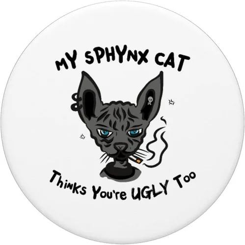 Vista 3 de My Sphynx Thinks You're Ugly Too Funny Black Hairless PopSockets intercambiables PopGrip