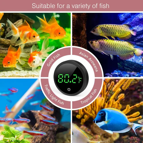 Vista 6 de LOFICOPER Termómetro digital para acuario, termómetro adhesivo para acuario, termómetro de tanque de ajolote de precisión de ± 1 ℉ con batería