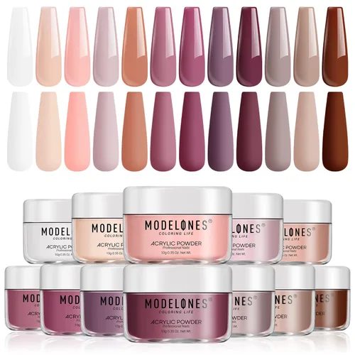 Vista 11 de Modelones Polvo acrílico rosa de 6 colores, kit de polvo de uñas acrílico neón con purpurina de verano, polvo de uñas acrílico para el día de San