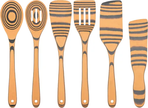Vista 10 de Juego de Espurones Apto para Lavavajillas Espátula de Madera para Cocinar Cucharas de Madera Resistentes para Cocinar Espátula de Madera