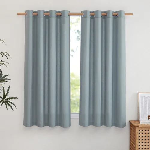 Vista 189 de NICETOWN - Cortinas de lino angora para ventana de cocina sobre el fregadero, con ojales, lino grueso angora, tratamientos cortos para ventanas