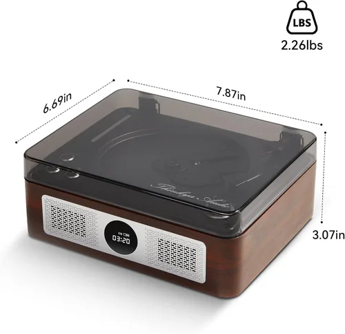 Vista 10 de Reproductor de CD retro para el hogar, reproductor portátil con Bluetooth y Marrón