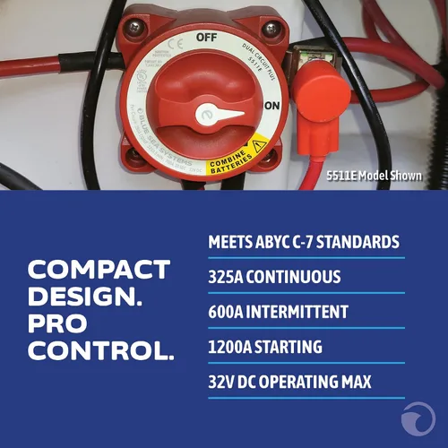 Vista 2 de Interruptores de batería de 350 Amp E-Series de Blue Sea Systems