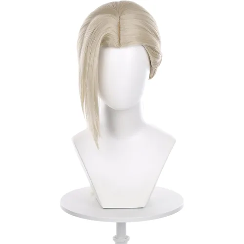 Vista 15 de Peluca de cosplay de pelo corto rizado negro para adultos, pelucas de Halloween para mujeres y hombres