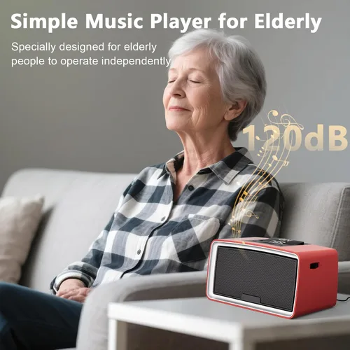 Vista 2 de Reproductor MP3 simple con botones grandes y fácil operación, reproductor de música ideal para ancianos, personas con discapacidad auditiva